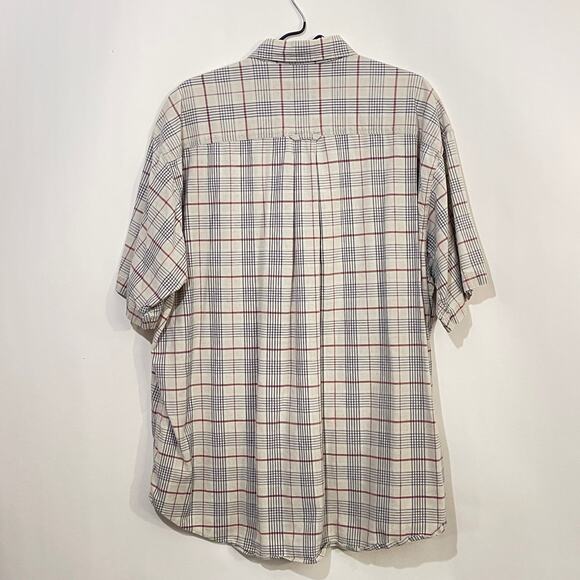 Woolrich Button Down Shirt Mens 2XL Mallard Duck Embroidery Beige Plaid Pocket - Picture 2 of 9